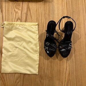 Song of Style Black Sandals with Yellow Dust Bag